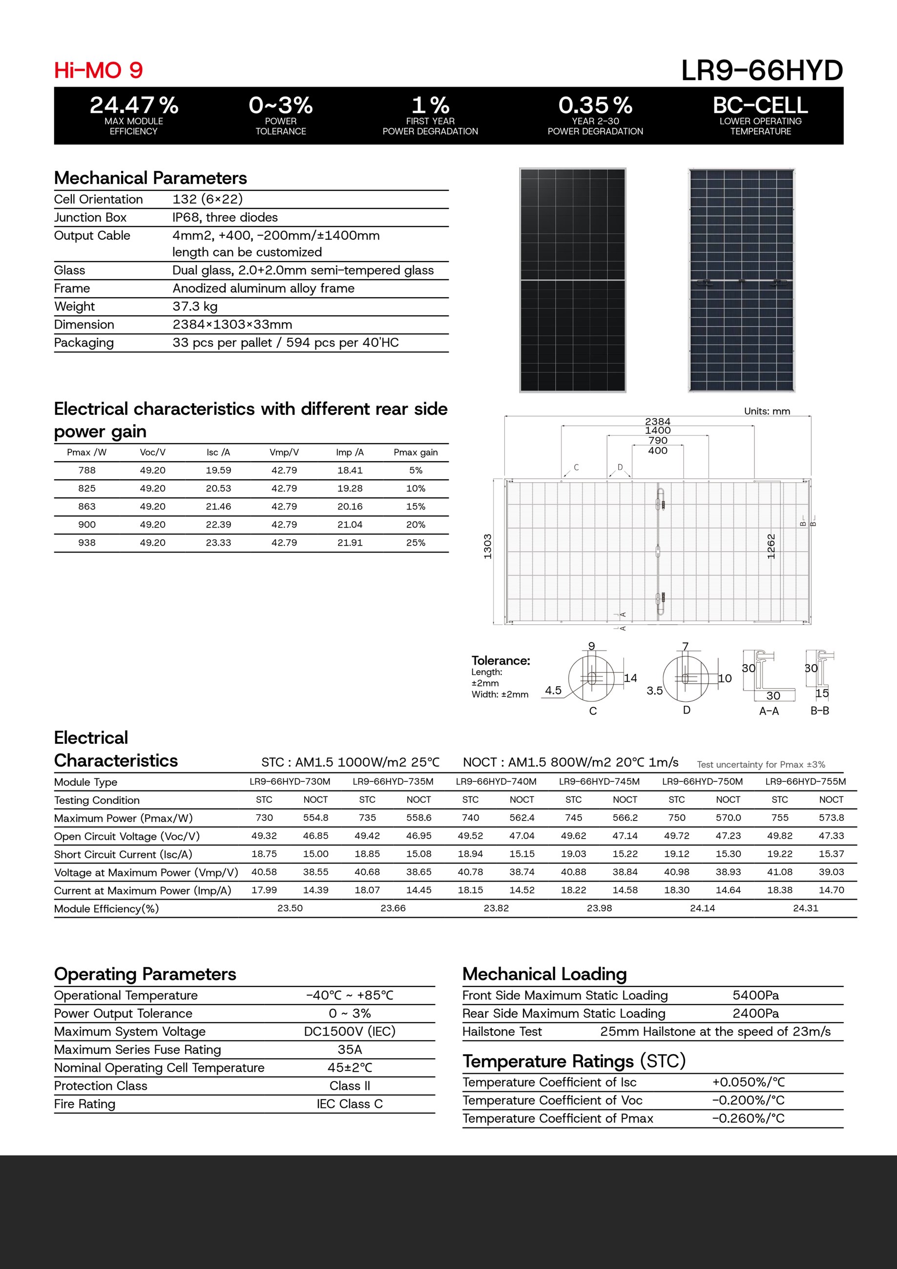 LR9-66HYD 730-760M Technical Specifications